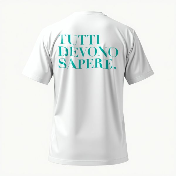 T-shirt bianca "Tutti devono sapere" - immagine 2